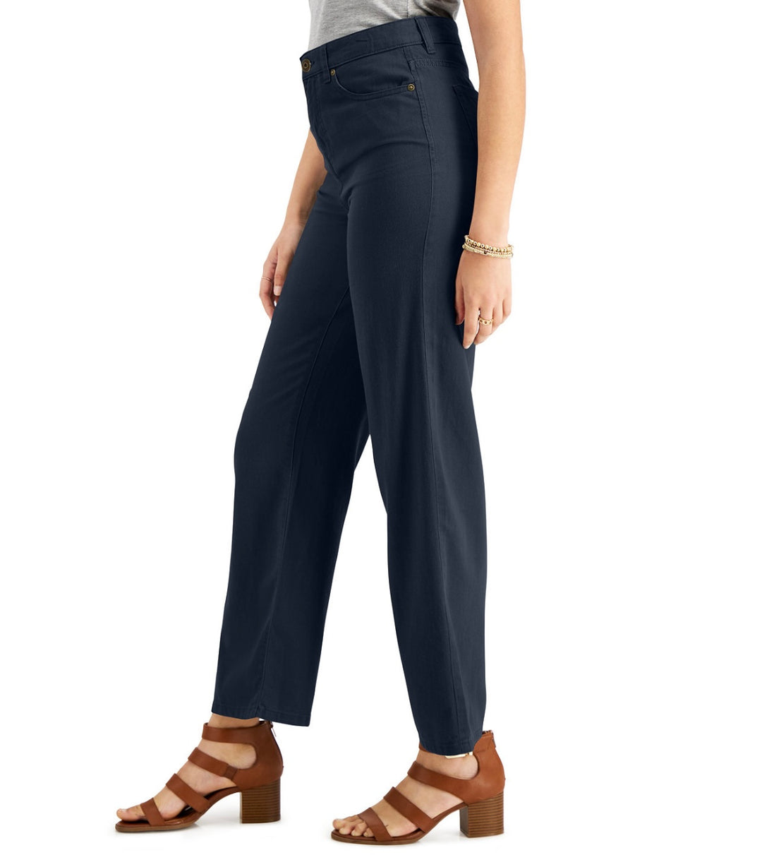 Style & Co. Women's Crop Mid Rise Casual Wide Leg Pants Industrial Blue Size 8