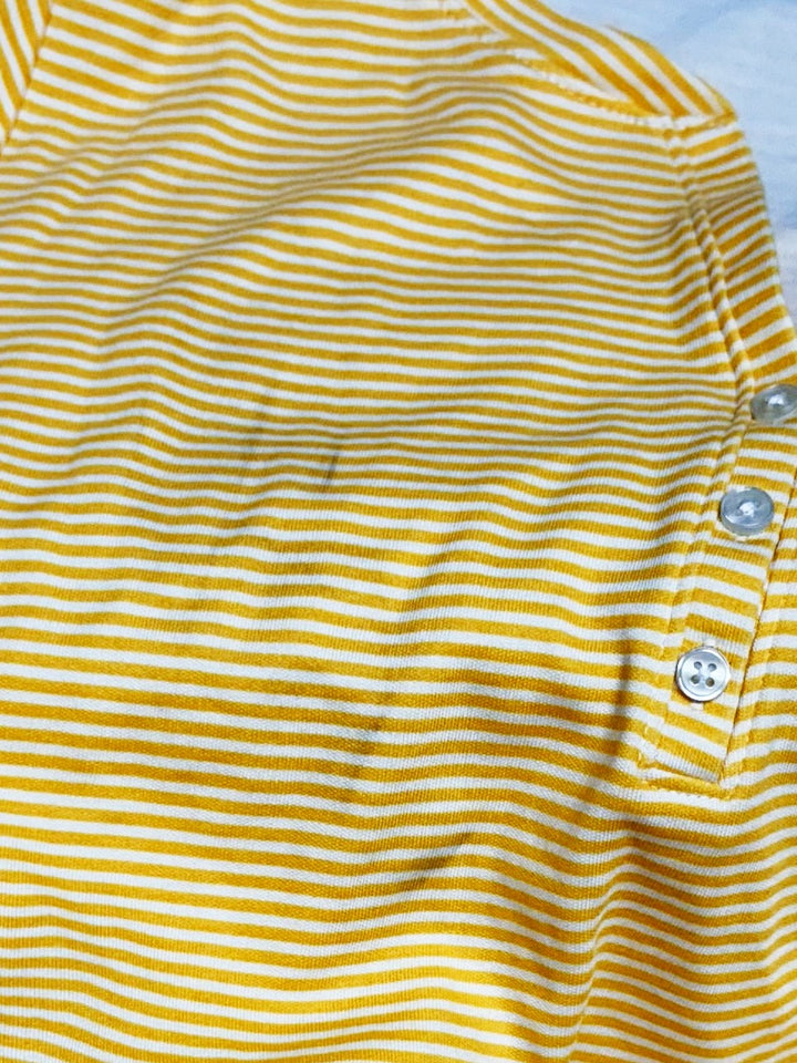 Style & Co. Women's Striped Short-Sleeve Henley Top Yellow Stripe Size L