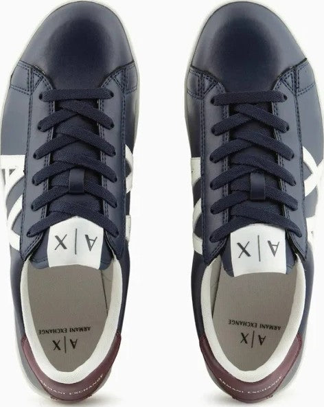 Armani Exchange Men's Leather Logo Sneaker Navy Size 10