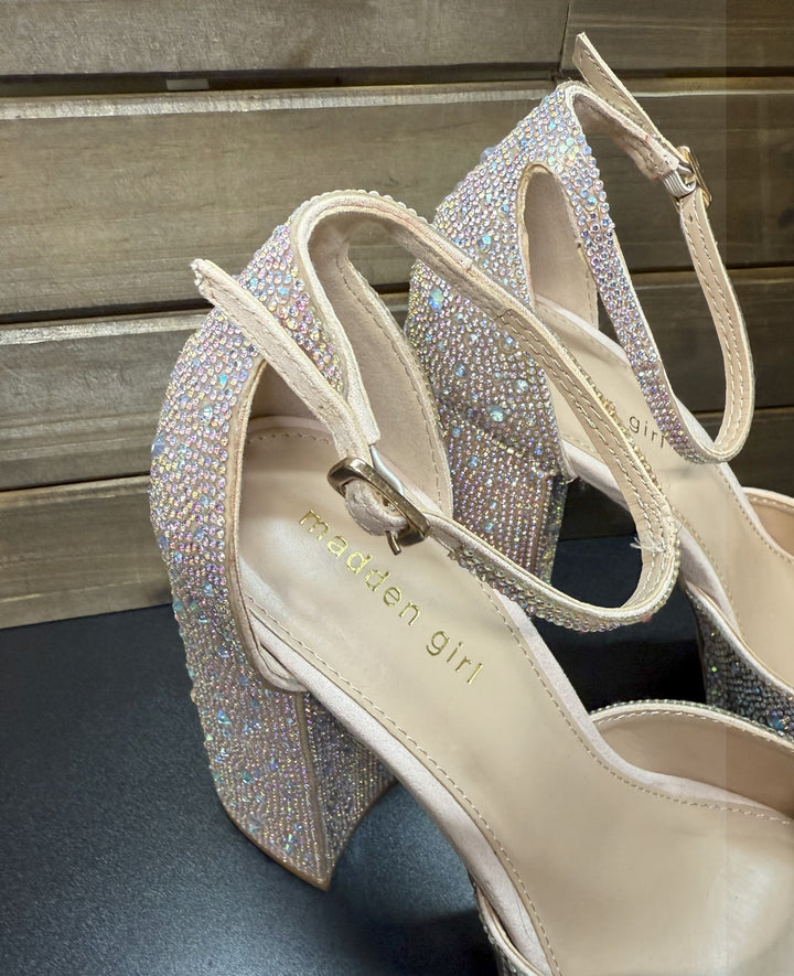 Madden Girl Women's Dion Rhinestone Two-Piece Platform Pumps Size 10