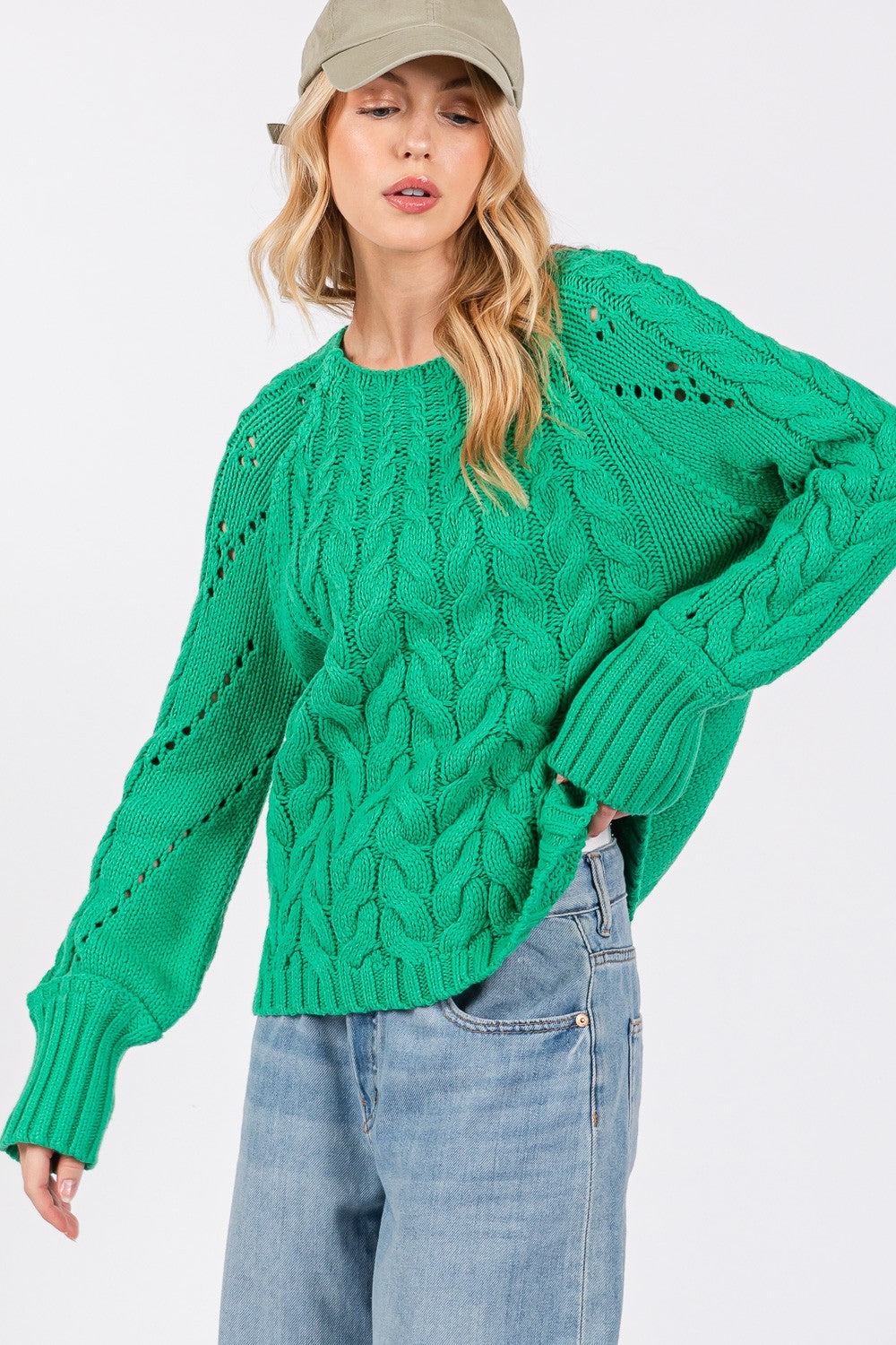 SAGE + FIG Cable-Knit Long Sleeve Sweater