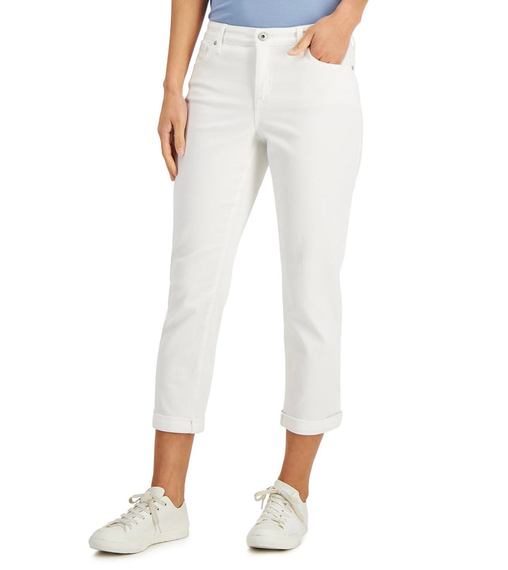 Style & Co. Women's Curvy-Fit Girlfriend Jeans Bright White Petite Size 8P