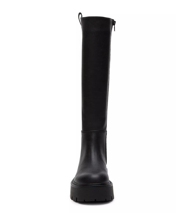 Madden Girl Women's Crow Lug-Sole Knee High Boots Black Size 7.5