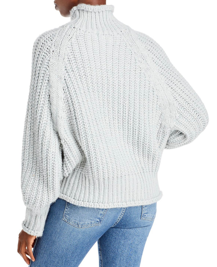 En Saison Women's Ribbed Knit Turtleneck Sweater Blue Size M