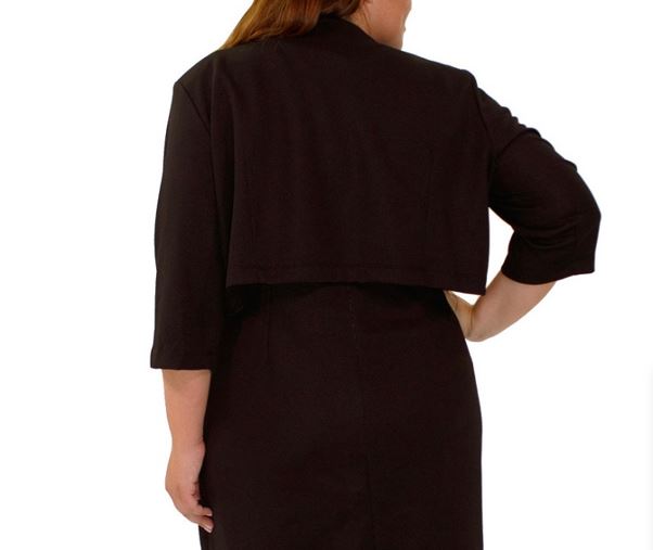 NY Collection Women's Over Color-Blocked 3/4 Sleeve Jacket Black Plus Size 20W