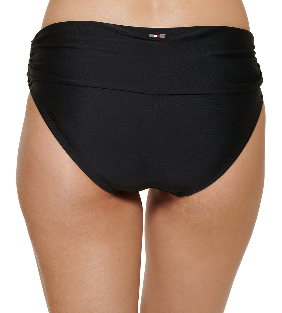 Tommy Hilfiger Women's Ruched Fold-Over Bikini Bottoms Black Size S
