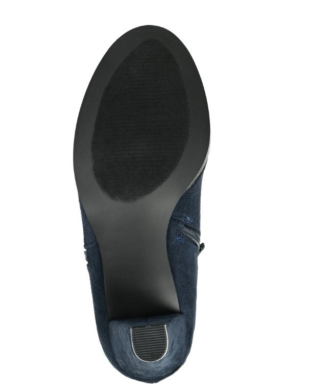 Journee Collection Women's Sanzi Comfort Insole Block Heel Booties Navy Size 7
