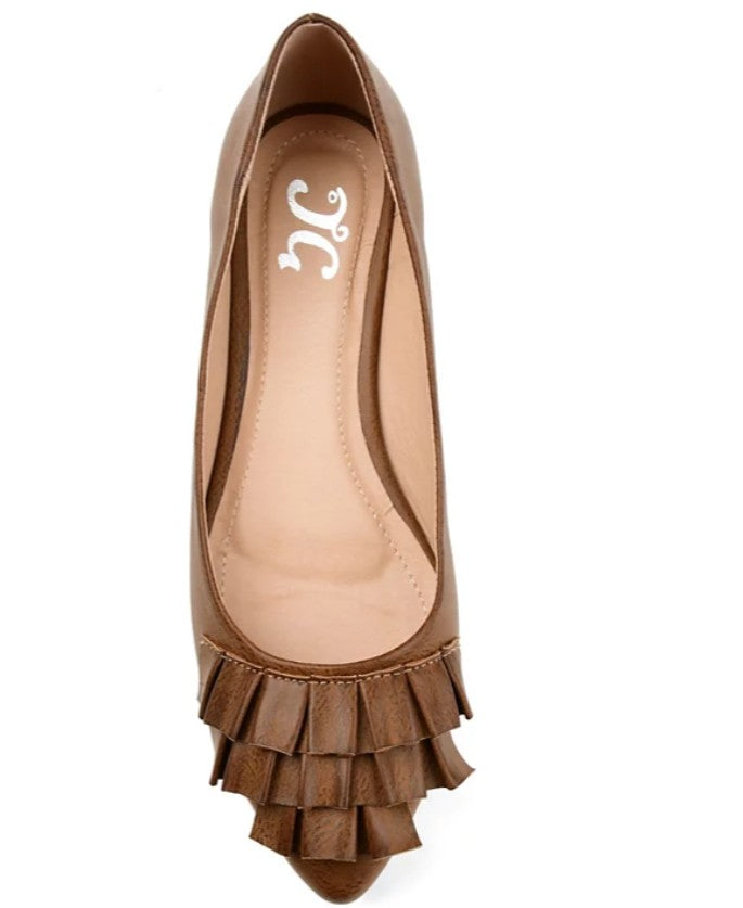 Journee Collection Women's Judy Ruffled Ballet Flats Shoes Tan Size 12