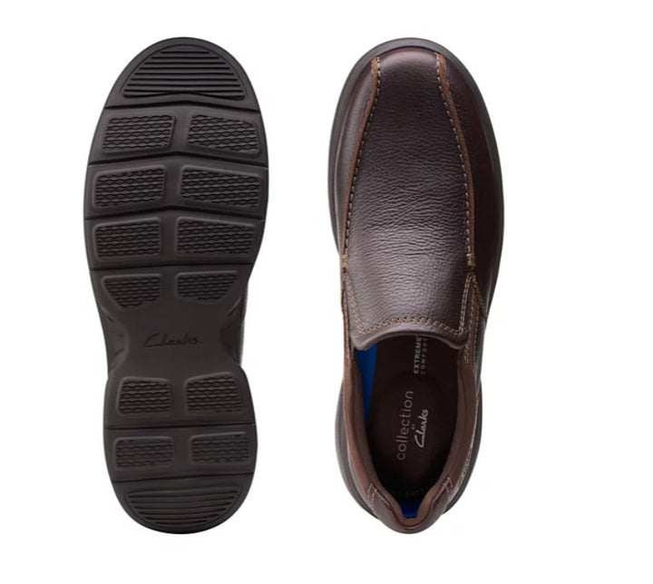 Clarks Men's Bradley Step Slip-On Shoes Brown Tumbled Leather Size 8 M