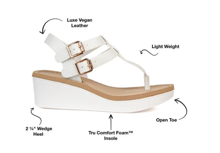 Women's Tru Comfort Foam Bianca Wedge Sandals White Size 5.5