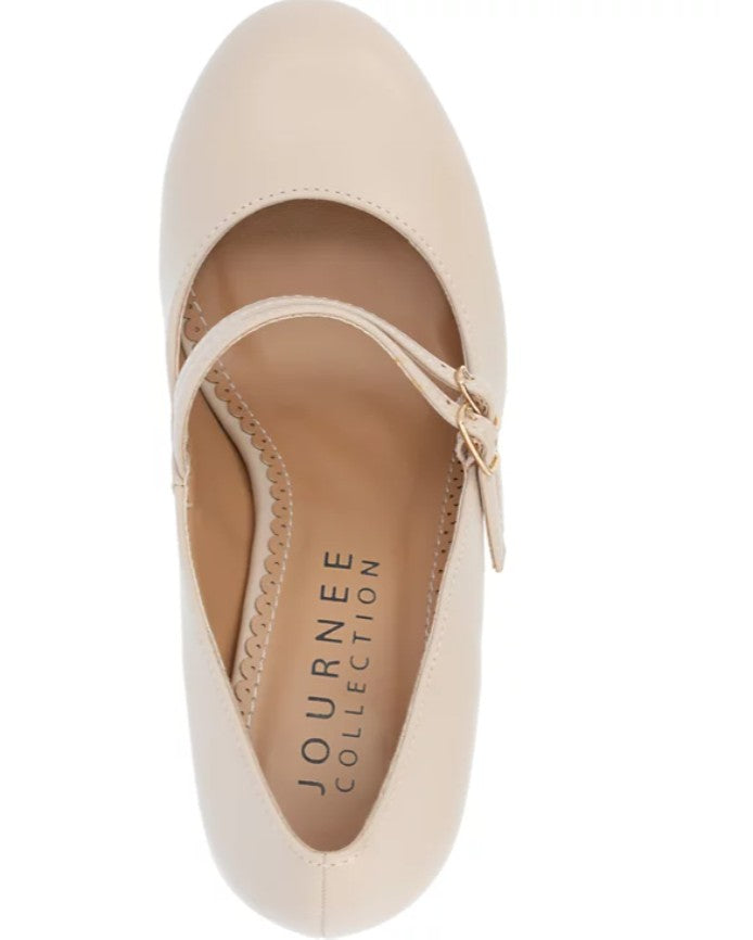 Journee Collection Women's Windy Double Strap Mary Jane Pumps Nude Size 7.5