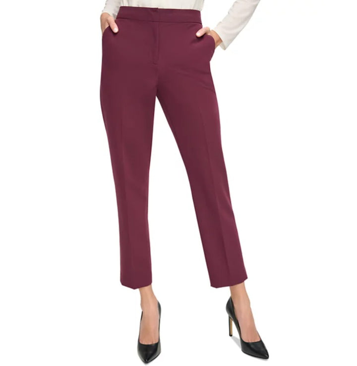 Tommy Hilfiger Women's Sloane Slim-Leg Ankle Pants Winetasting Size 10