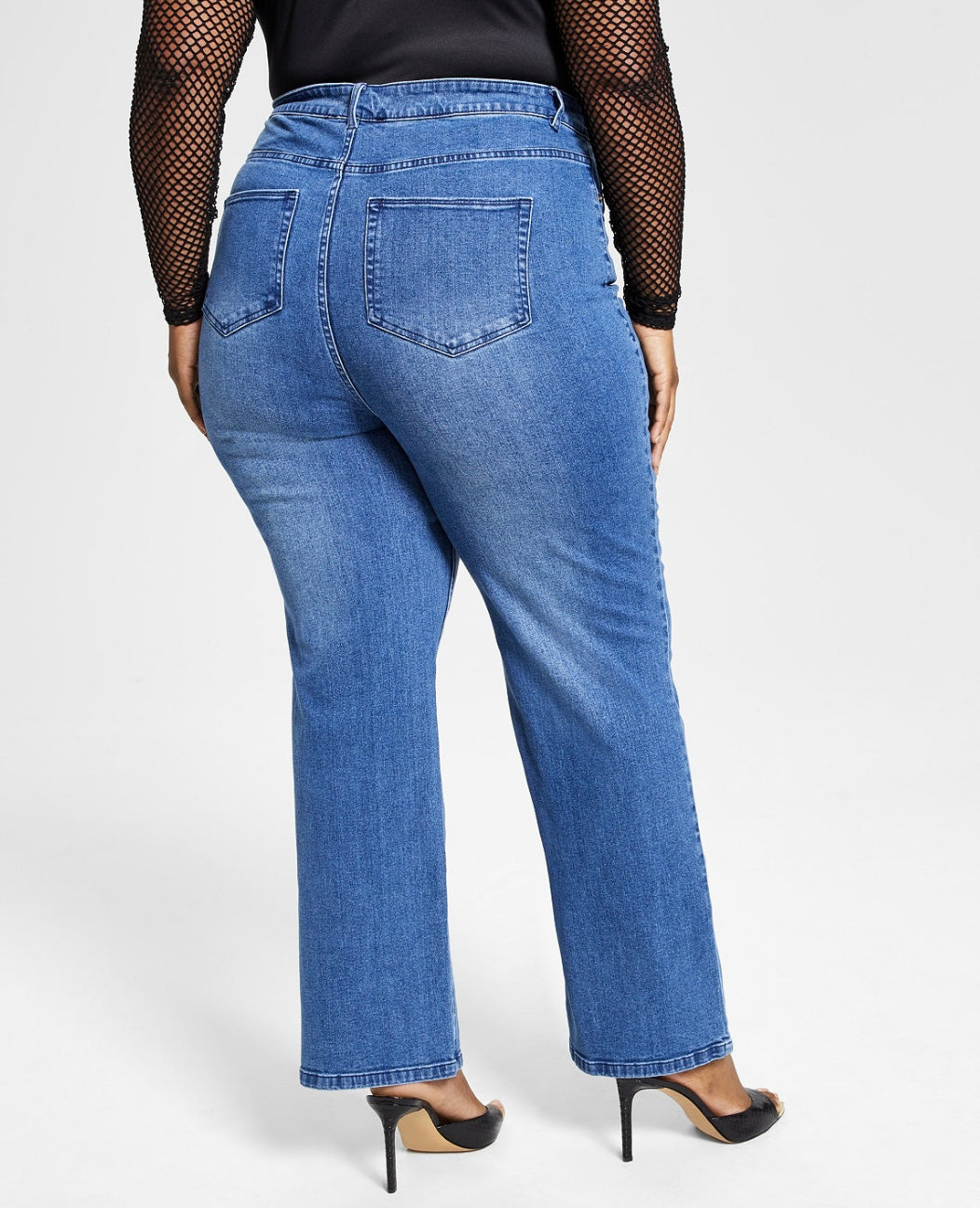 Nina Parker Women's Trendy High-Waist Wide-Leg Jeans Med Dark Wash Plus Size 24W