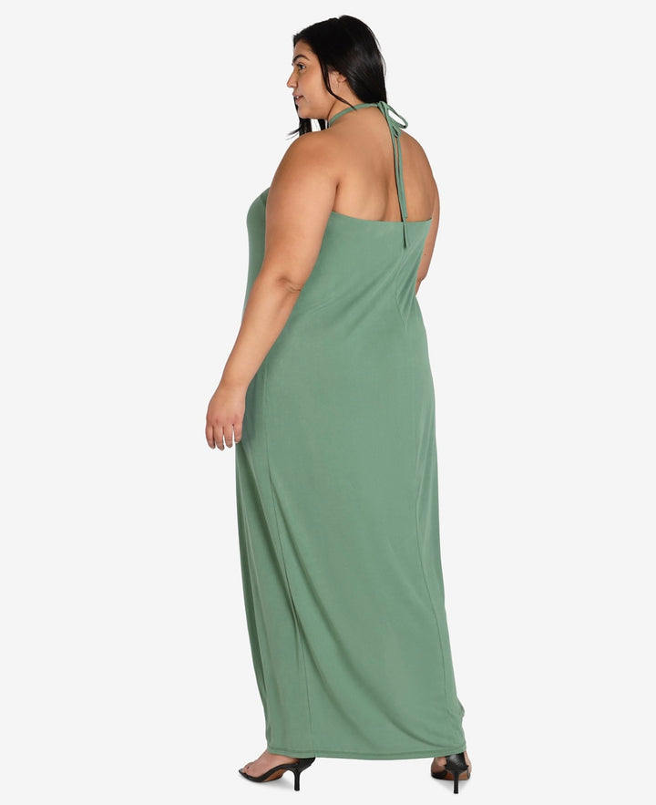 Bar III Women's Nicole Williams English Y-Strap Halter Dress Plus Size 0X