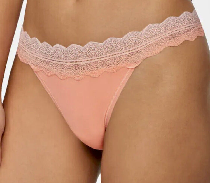 Calvin Klein Women's Lace-Trim Thong Underwear Mellow Orange