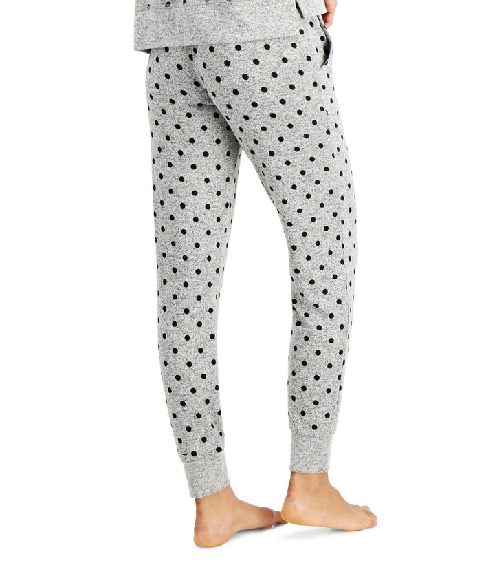 Alfani Women's Hacci Jogger Pajama Pants Grey Dots Size XXL