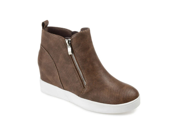 Journee Collection Women's Pennelope Wedge Sneakers Shoes Brown Size 10