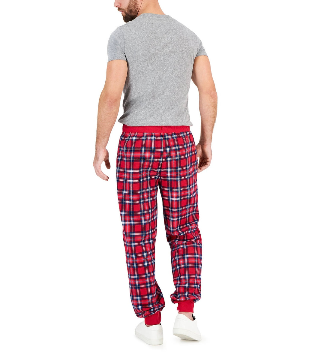 Charter Club Men's Printed Plaid Matching Jogger Pants Cardinal Holiday Plaid