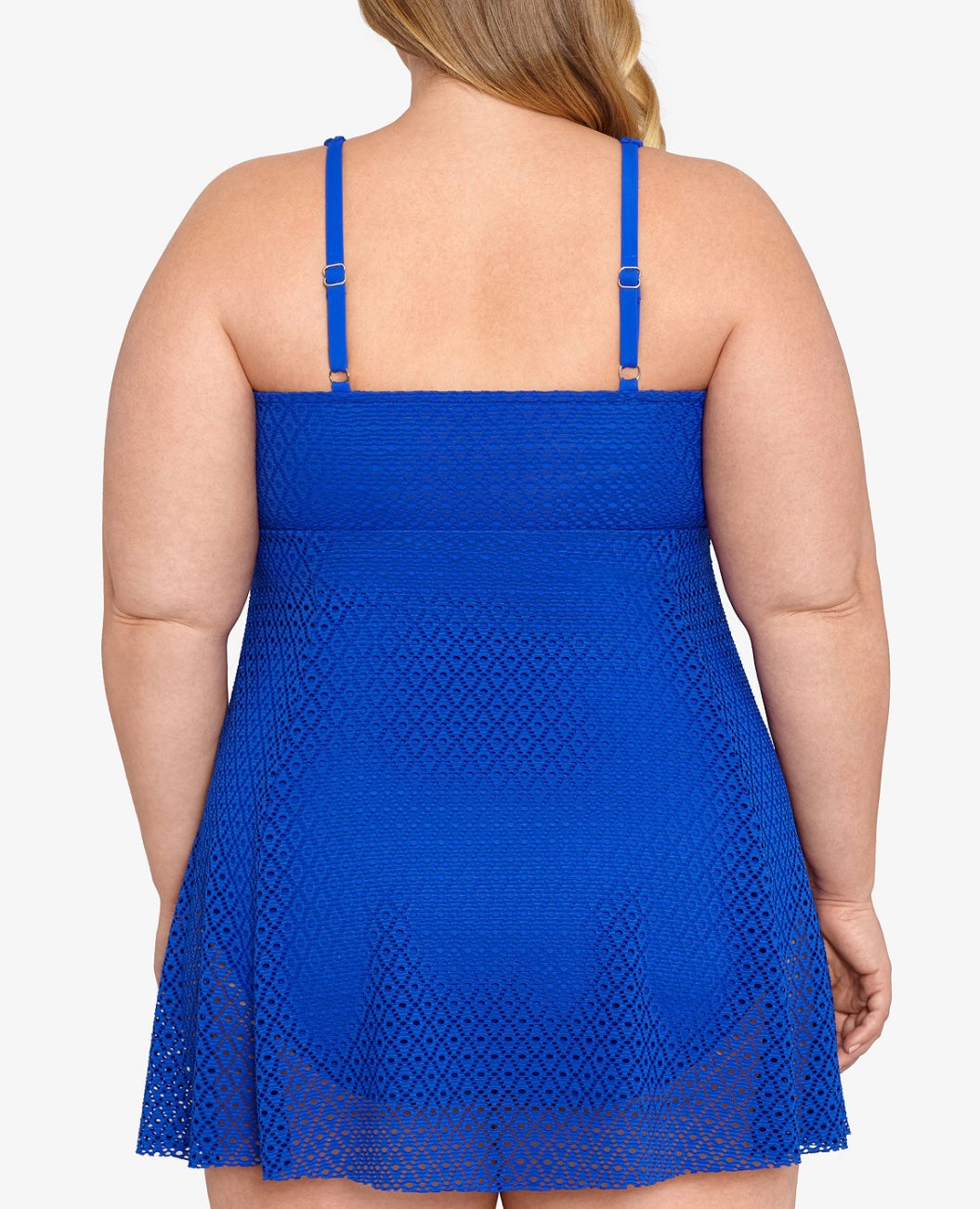 Swim Solutions Women's Knot-Front Tummy-Control Swimdress Cobalt Blue
