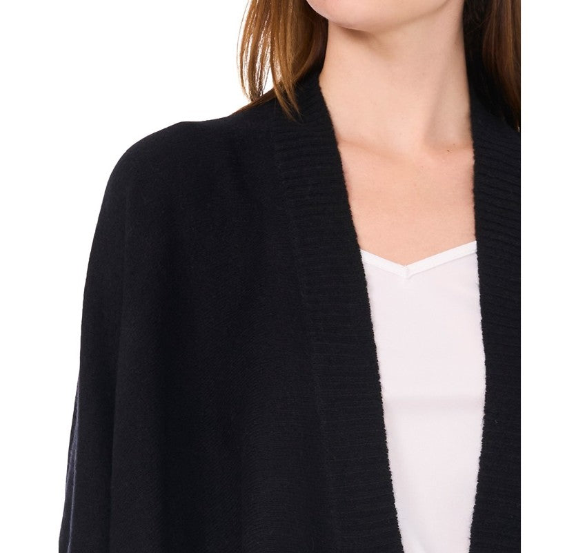 Sam & Jess Women's Open-Front Handkerchief-Hem Cardigan Rich Black Size XL