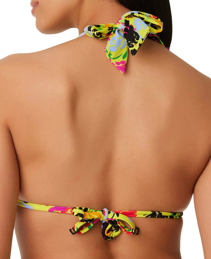 Bar III Women's Yellow Floral Chic Convertible Bikini Top Citron Size M