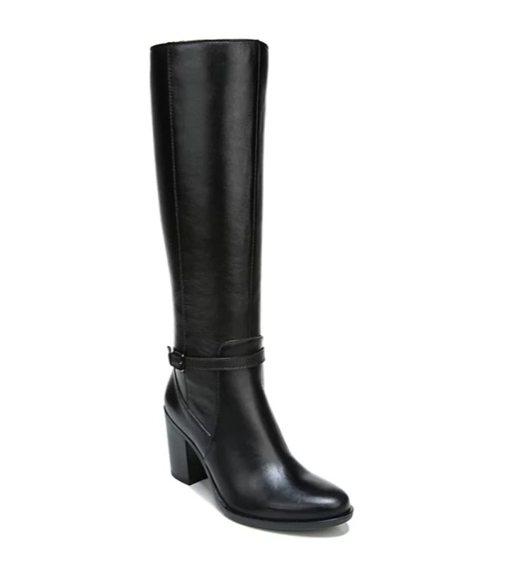 Naturalizer Women's Kalina Wide Calf Knee High Boots Black Leather Size 7