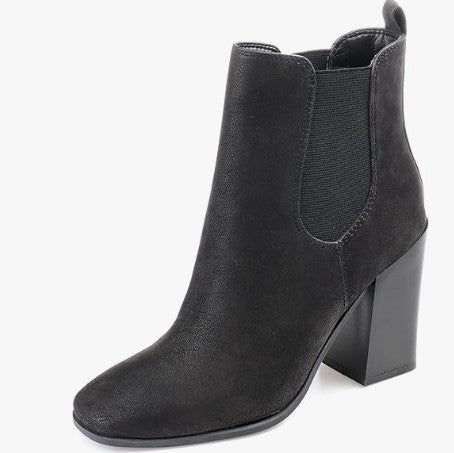 Journee Collection Women's Maxxie Stacked Block Heel Booties Black Size 10