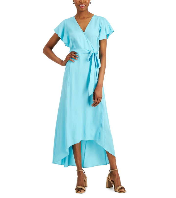 Charter Club Women's Cotton Tie-Waist Midi Dress Light Pool Blue Size XS