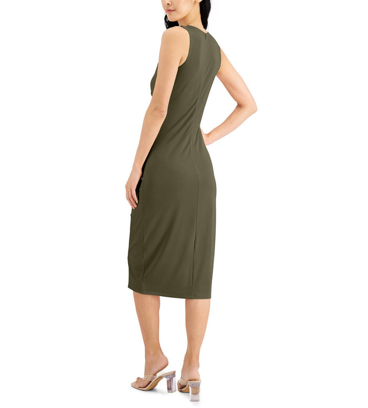 INC International Concepts Women's Ruched Bodycon Dress Burnt Olive Size M