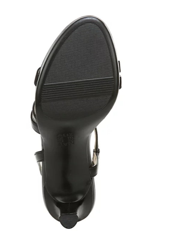 Naturalizer Women's Brenta Strappy Dress Sandals Black Faux Leather Size 5.5