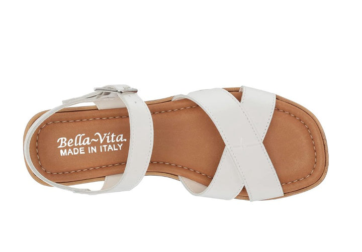 Bella Vita Women's Car-Italy Leather Wedge Sandals White Leather Size 7