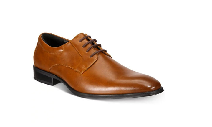 Alfani Men's Andrew Plain Toe Derbys Dress Shoes Dark Tan Size 10.5