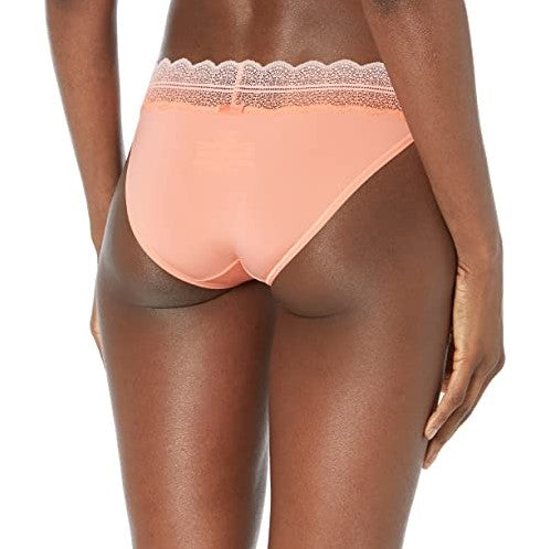Calvin Klein Women's Lace Trim Bikini Underwear Mellow Orange Size S