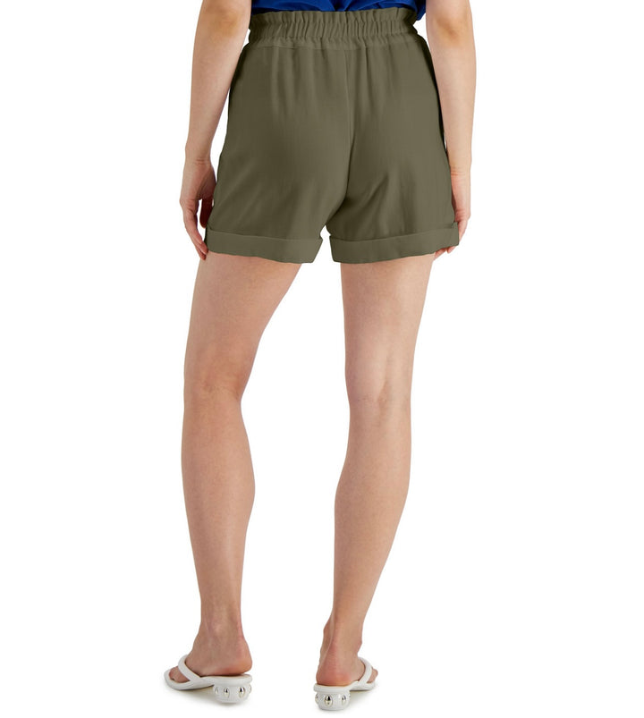 INC International Concepts Women's High Rise Pockets Twill Shorts Burnt Olive