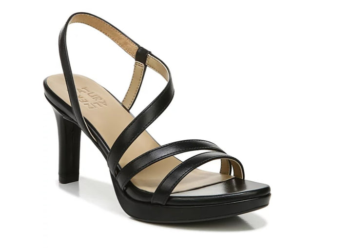 Naturalizer Women's Brenta Strappy Dress Sandals Black Faux Leather Size 5.5