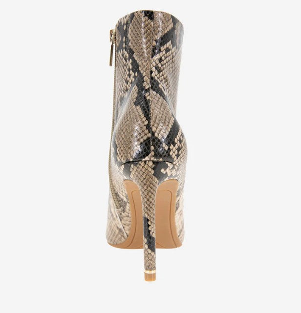 Kenneth Cole New York Women's Quincy Snakeskin Leather Heel Ankle Bootie