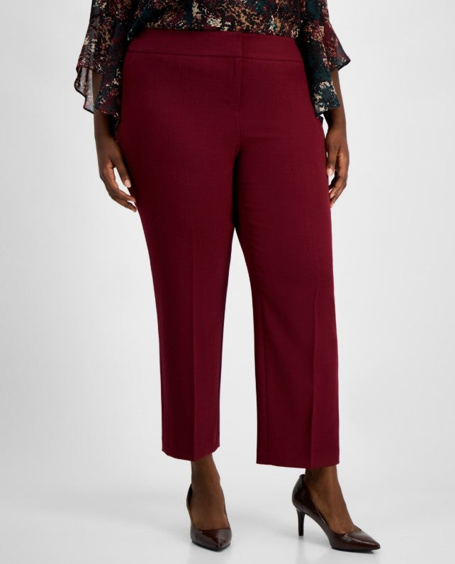 Kasper Women's Stretch Crepe Slim Leg Pant Shiraz Plus Size 22W