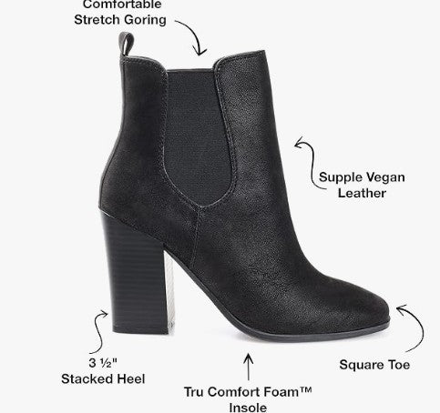 Journee Collection Women's Maxxie Stacked Block Heel Booties Black Size 10
