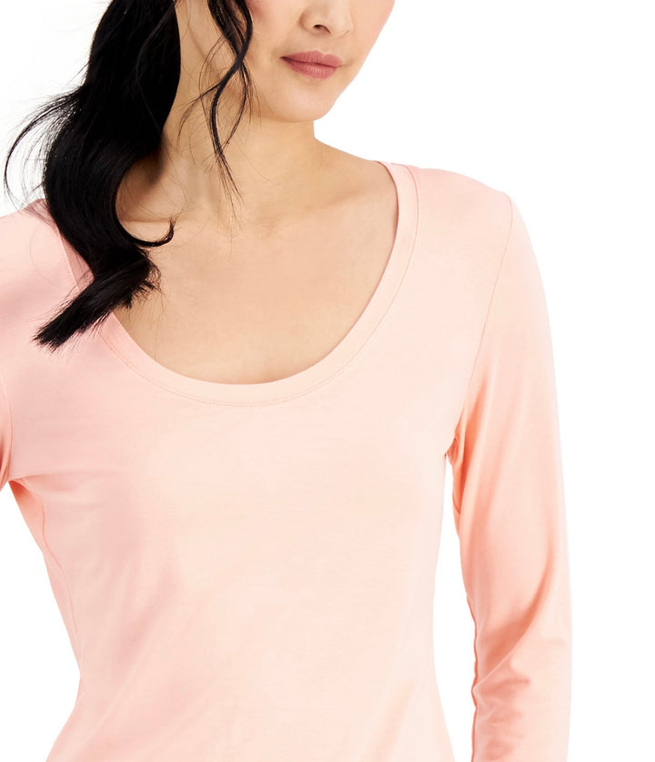INC International Concepts Women's Scoop-Neck Top First Blush Size XL