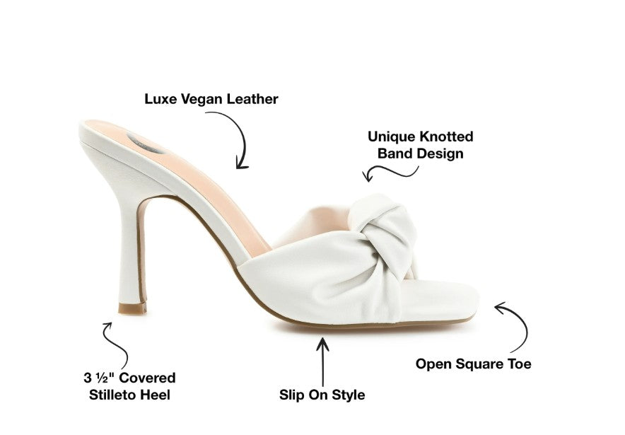 Journee Collection Women's Diorra Faux Leather Open Toe Slide Sandals White