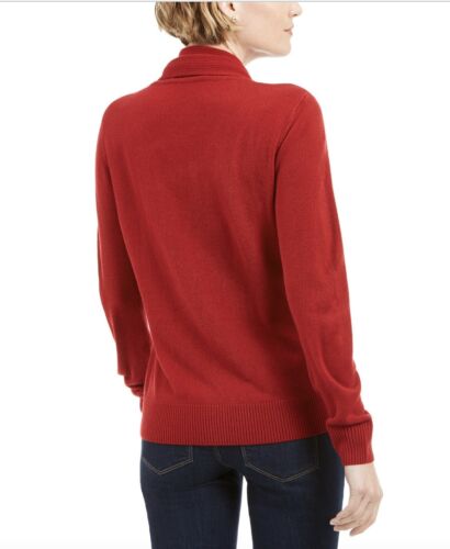 Karen Scott Women's Embellished Sweater Red Cherry Long Sleeve Top Size XL
