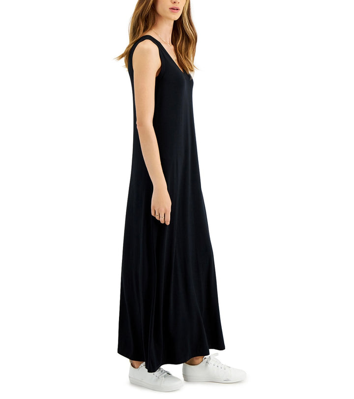 Style & Co. Women's V-Neck Sleeveless Maxi Dress Deep Black Size S