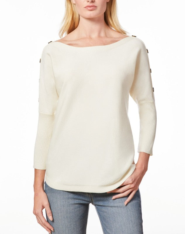 Melissa Paige Women's Dolman-Sleeve Buttoned-Sleeve Sweater Papyrus Size XL