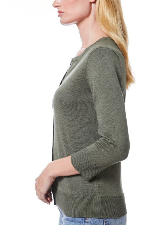 Melissa Paige Women's Novelty Button-Front Cardigan Sweater Olive Size XL