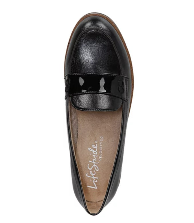 LifeStride Women's Zee Slip On Penny Loafers Shoes Black Faux Leather Size 7 1/2