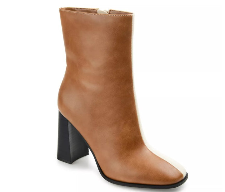 Journee Collection Women's January Two Tone Booties Cognac Size 10
