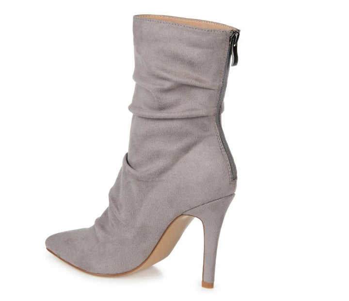 Journee Collection Women's Markie Rouched Stiletto Dress Booties Grey Size 7.5