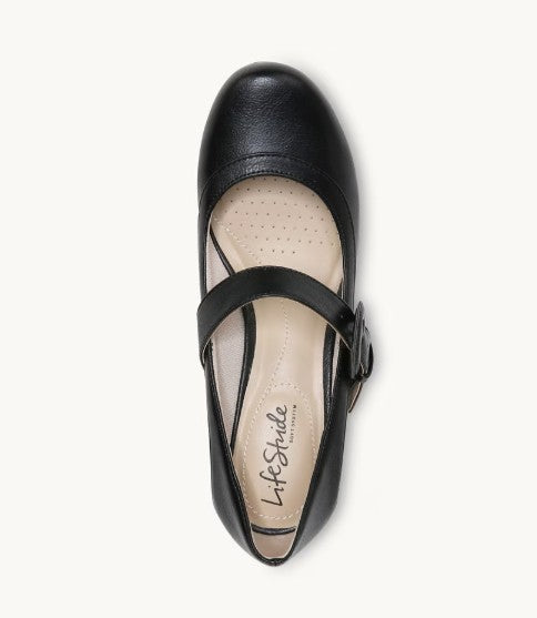 LifeStride Women's Rozz Mary Jane Pump Block Heels Black Size 7.5