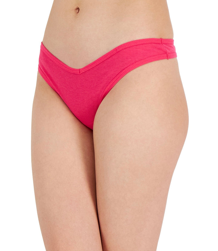 Jenni Women's Ribbed Thong Fiery Pink Size XXXL