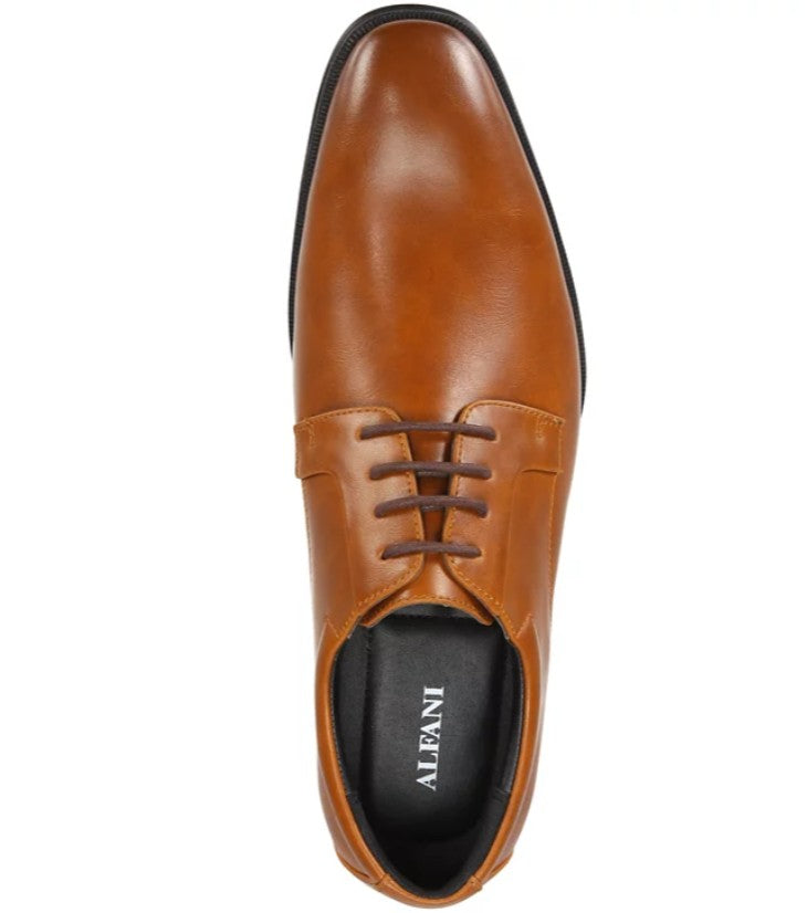 Alfani Men's Andrew Plain Toe Derbys Dress Shoes Dark Tan Size 10.5
